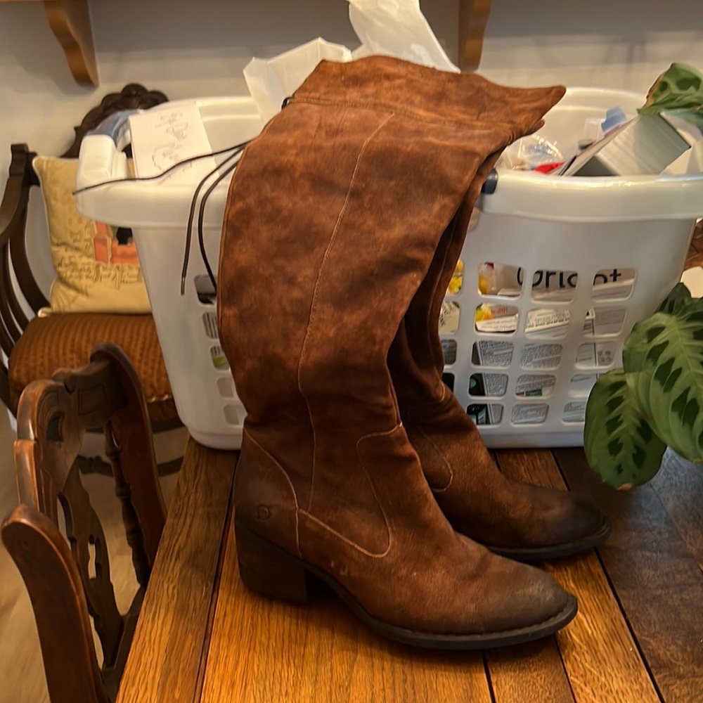 Born Brown Over The Knee Suede Boots